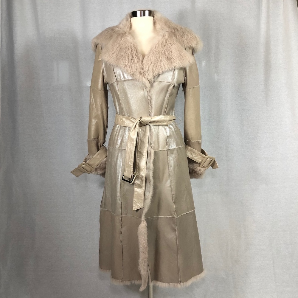 Bebe Maxi Leather Wrap Coat Size M